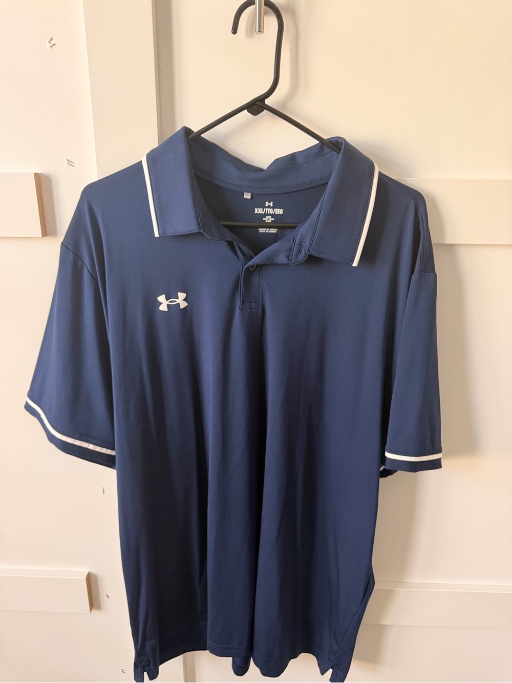 Under Armour Navy Polo with White Piping